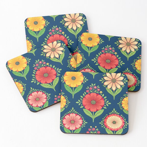 Item preview, 70s vibrant fabric floral pattern designed and sold by Ponted.