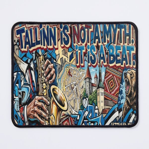 Item preview, Tallinn Is Not a Myth It Is a Beat – Jazz Graffiti Street Art T-Shirt Design | Estonia Urban Culture Art Print designed and sold by Sushikidsntoddlers.