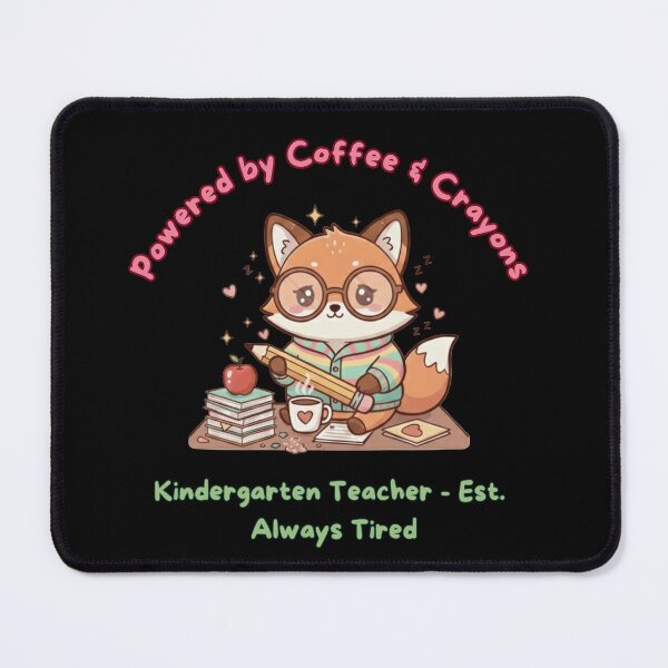 Item preview, Coffee & Crayons" Tired Teacher Fox - Kawaii Kindergarten & Preschool Educator Sticker designed and sold by PromptCoreNexus.