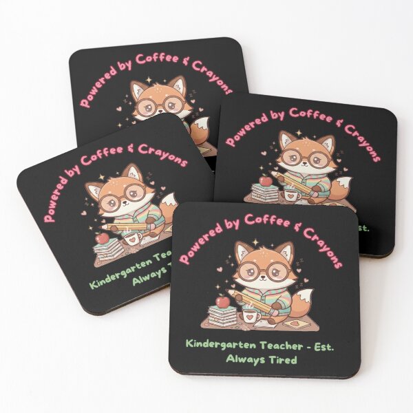 Item preview, Coffee & Crayons" Tired Teacher Fox - Kawaii Kindergarten & Preschool Educator Sticker designed and sold by PromptCoreNexus.