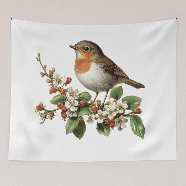 Item preview, Vintage Robin Bird on Blossom Branch designed and sold by Liededrom..