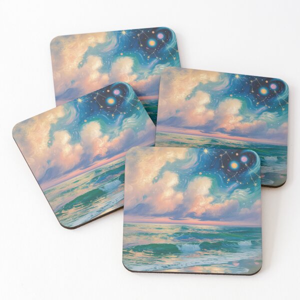 Item preview, Cosmic Impressionist Seascape – Monet Inspired Ocean & Celestial Sky Art designed and sold by Tamas Das.