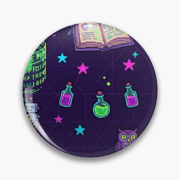 Item preview, 8-Bit Cyber Witch Cauldron Hacker & Neon Ghost Pixel Art Pattern designed and sold by InnerwayStudio.