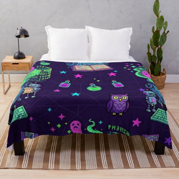 Item preview, 8-Bit Cyber Witch Cauldron Hacker & Neon Ghost Pixel Art Pattern designed and sold by InnerwayStudio.