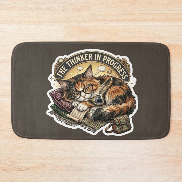 Item preview, The Thinker in Progress Funny Cat Meme Design designed and sold by Serene Whiskers.