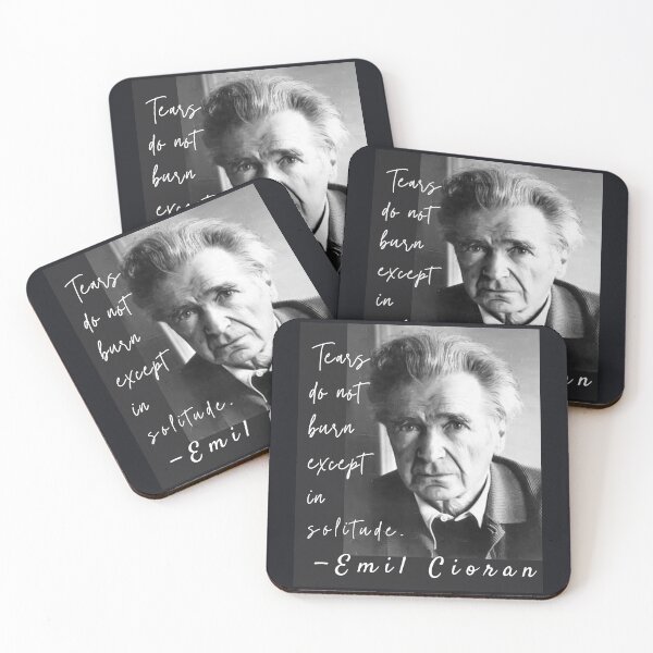 Item preview, Emil Cioran portrait and quote: Tears do not burn except in solitude. designed and sold by artbleed.