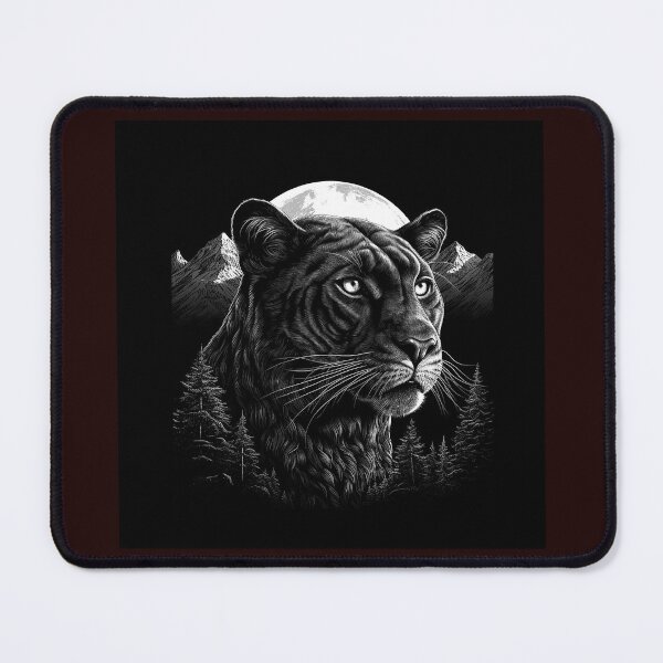 Item preview, Moonlit Panther Portrait in Mountain Forest Illustration designed and sold by inkoutninja.