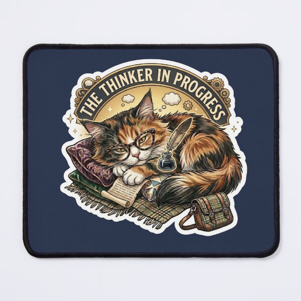 Item preview, The Thinker in Progress Funny Cat Meme Design designed and sold by Serene Whiskers.