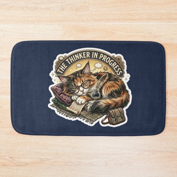 Item preview, The Thinker in Progress Funny Cat Meme Design designed and sold by Serene Whiskers.