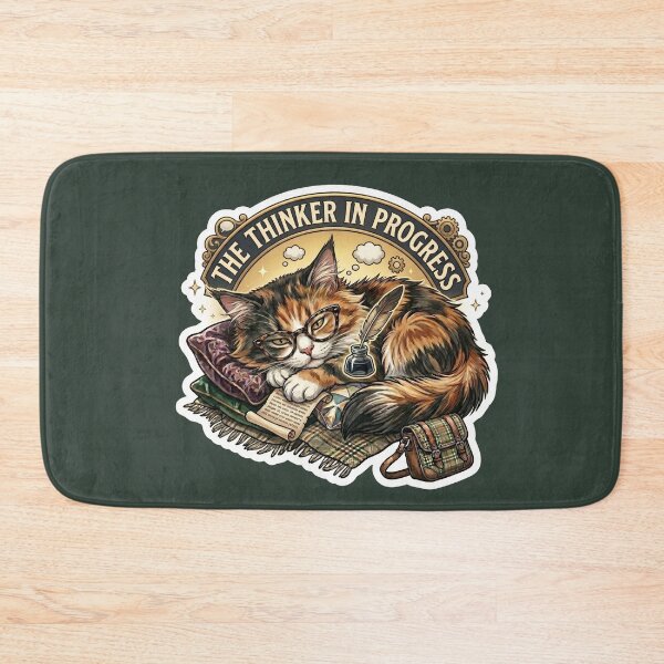 Item preview, The Thinker in Progress Funny Cat Meme Design designed and sold by Serene Whiskers.