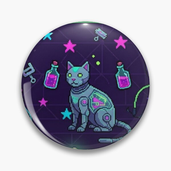 Item preview, 8-Bit Cyber Cat & Owl Familiar Upgrade Station Pixel Art Pattern designed and sold by InnerwayStudio.