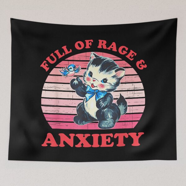 Item preview, Full Of Rage & Anxiety Cute Cat Vintage Design designed and sold by EzraIBlankenshi.