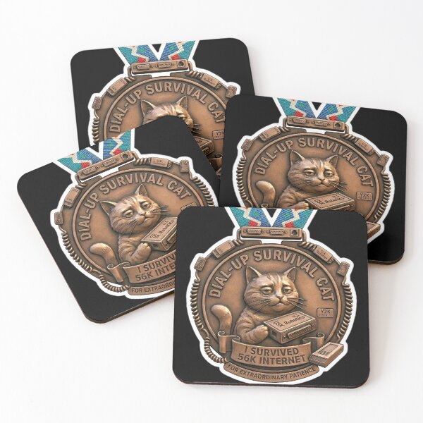 Item preview, Dial-Up Survival Cat Metal Medal designed and sold by Oommen Studio .