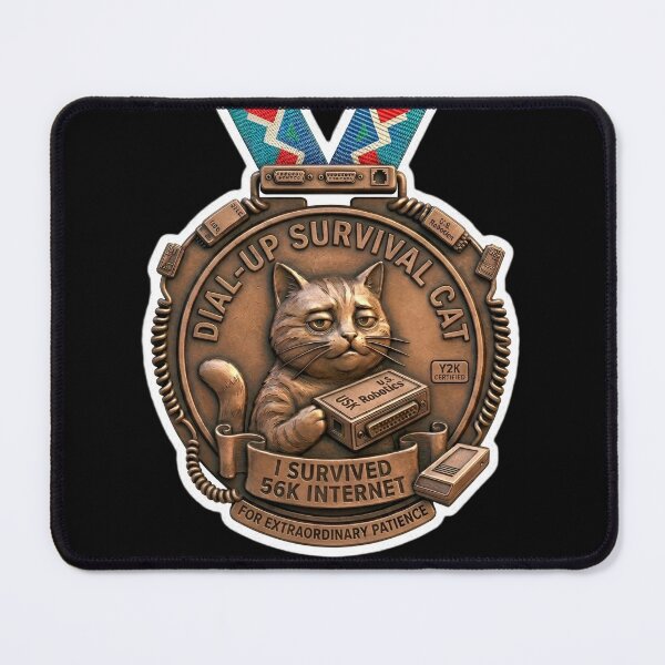 Item preview, Dial-Up Survival Cat Metal Medal designed and sold by Oommen Studio .