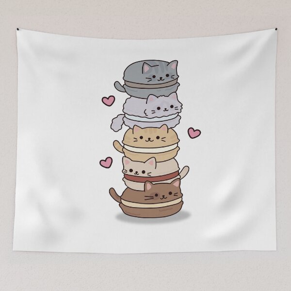 Item preview, Stacked Cat Macaron Tower Kawaii Art designed and sold by MJ ART.