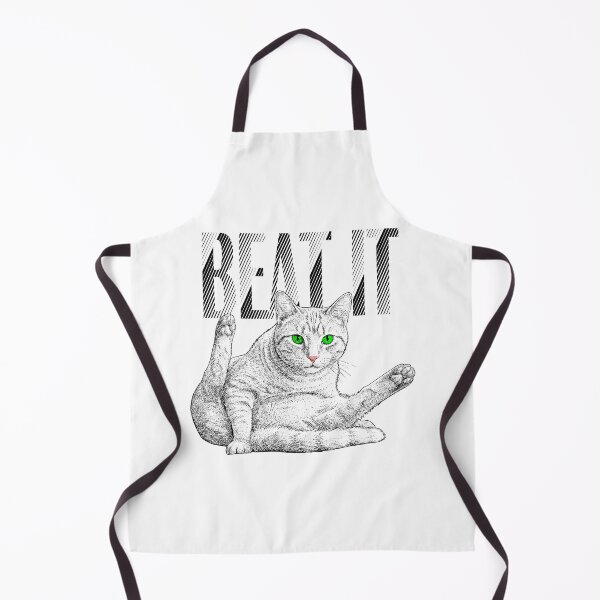 Item preview, White Cat Licking Itself Saying Beat It designed and sold by ChR-oman.