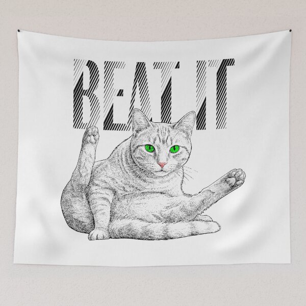 Item preview, White Cat Licking Itself Saying Beat It designed and sold by ChR-oman.