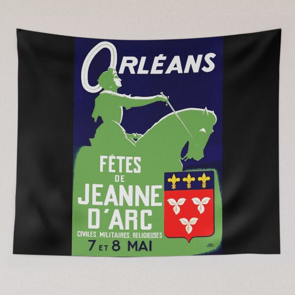 Item preview, Vintage Joan of Arc Poster | Fêtes de Jeanne d'Arc Art | Orléans Festival May 7th & 8th | Bold Color Graphic Design designed and sold by artofuniverse.