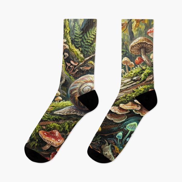 Item preview, Enchanted Forest Snail with Mushrooms | Goblincore Cottagecore Fantasy Nature Art designed and sold by cr6zym1nd.