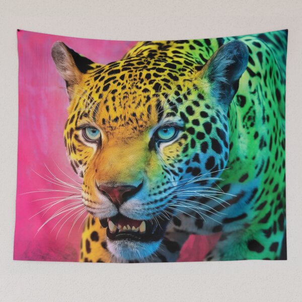 Item preview, Fluorescent Jaguar in Vibrant Urban Jungle designed and sold by NatArtSA.