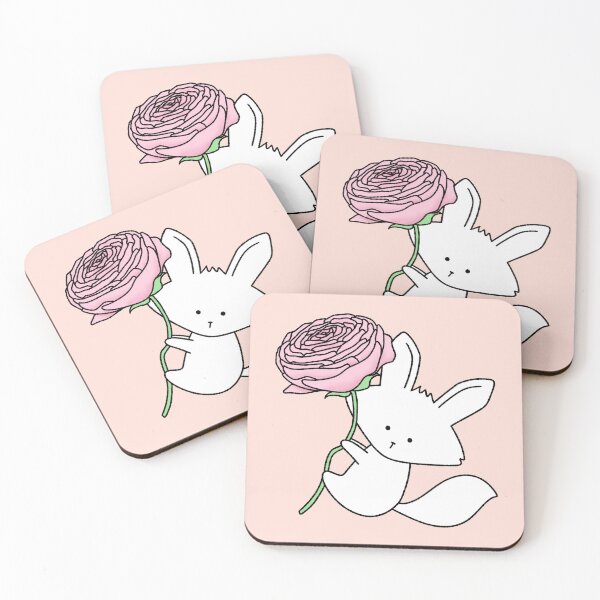 Item preview, Cute Fox with Giant Pink Ranunculus Flower designed and sold by ubborn.