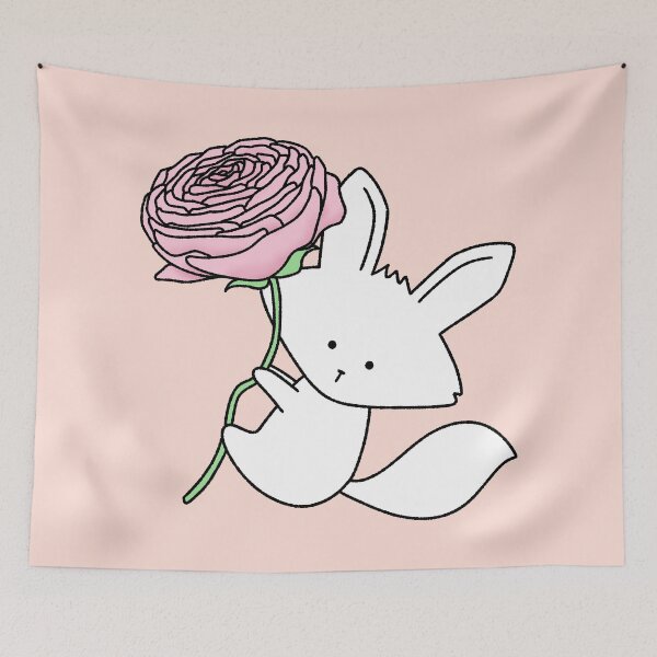 Item preview, Cute Fox with Giant Pink Ranunculus Flower designed and sold by ubborn.