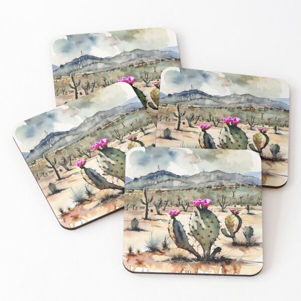 Item preview, Agave & Mezcal Spirit – Prickly Pear Watercolor Art designed and sold by NatArtSA.