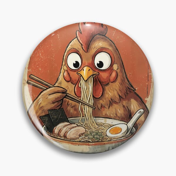Item preview, F CAW F Rooster Funny Chicken Bird Eating Ramen Japanese designed and sold by Bongocomic.