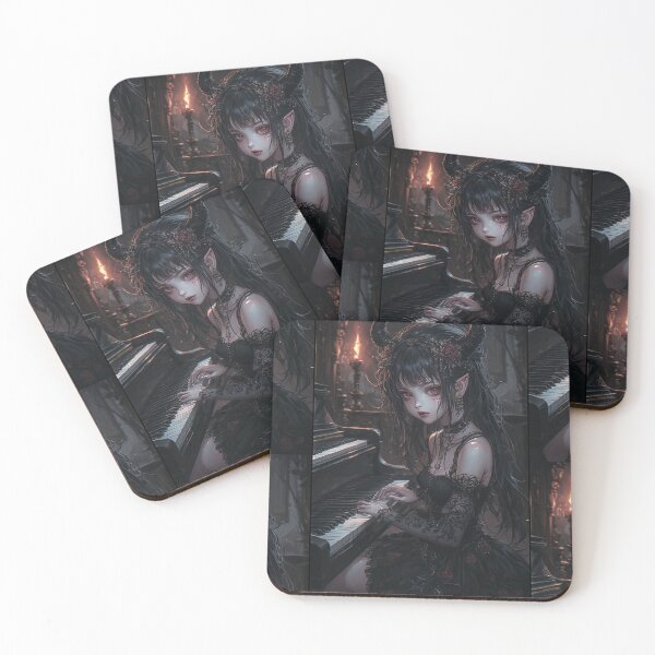 Item preview, Gothic demon girl playing piano designed and sold by ArtsJulian.