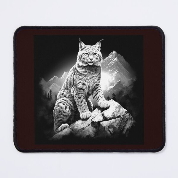 Item preview, Majestic Lynx in Mountain Landscape Illustration designed and sold by inkoutninja.