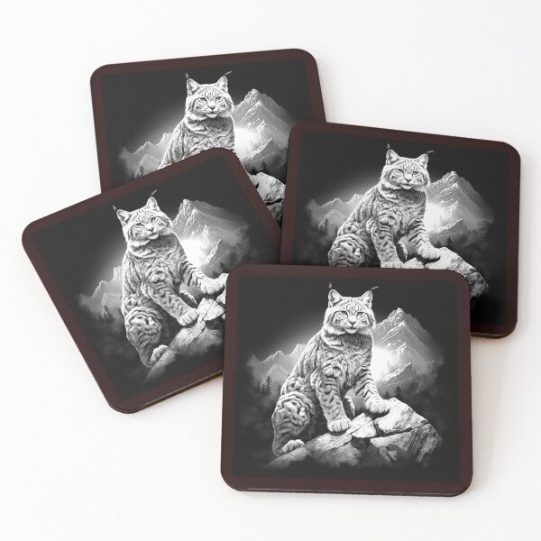Item preview, Majestic Lynx in Mountain Landscape Illustration designed and sold by inkoutninja.