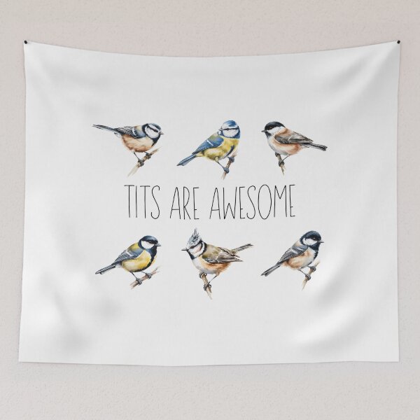 Item preview, Tits Are Awesome Funny Bird Pun Cute Tit Birds Bird Lover Design designed and sold by ArcticFoxStudio.