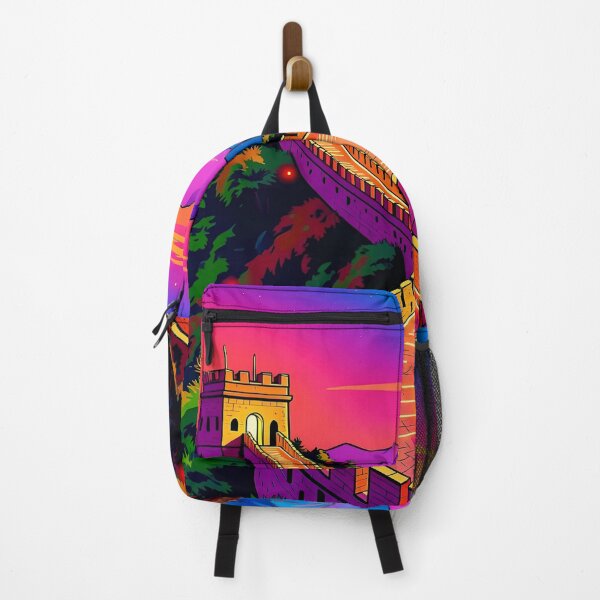 Item preview, Great Wall of China Synthwave Sunset Art designed and sold by Daniela`s shop.