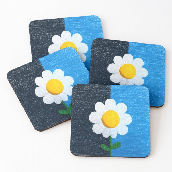 Item preview, Bold Daisy on Blue Split Background Simple Floral Design designed and sold by daila70.