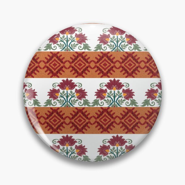 Item preview, Ethic folk art pattern with floral bouquets and geometric borders designed and sold by AdesignbyG.