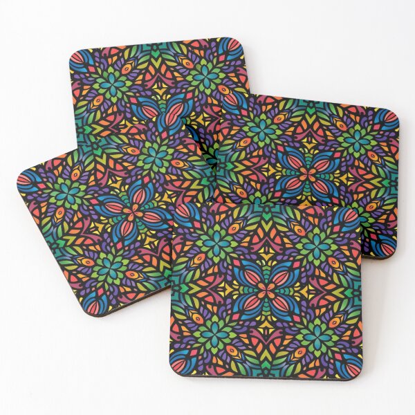 Item preview, Neon Kaleidoscope - Psychedelic Rainbow Mandala Seamless Pattern designed and sold by myforestfog.