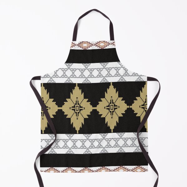 Item preview, Golden southwestern tribal pattern with black and white geometric border designed and sold by AdesignbyG.