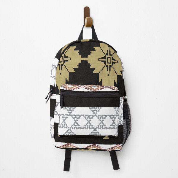 Item preview, Golden southwestern tribal pattern with black and white geometric border designed and sold by AdesignbyG.