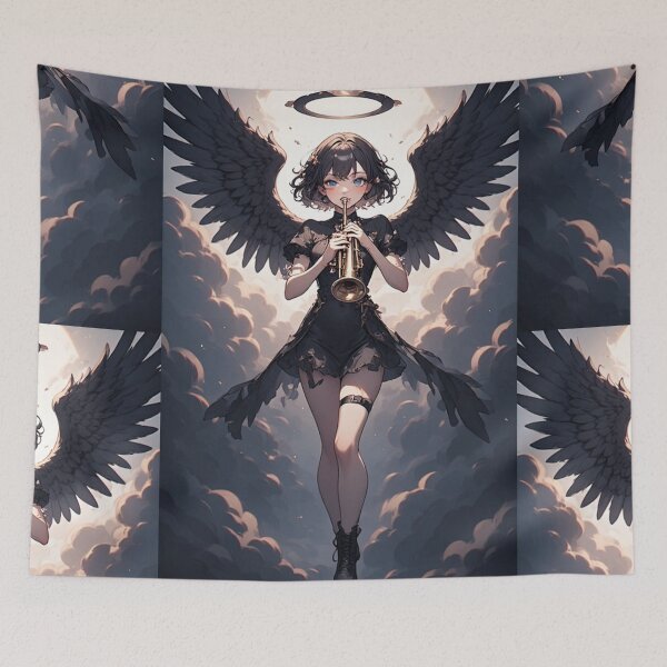 Item preview, Dark angel girl with trumpet designed and sold by ArtsJulian.