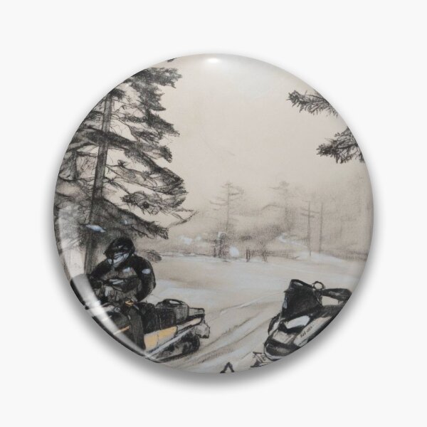 Item preview, Realistic Charcoal Snowmobiles on Winter Forest Trail designed and sold by CiaraCharcoal.
