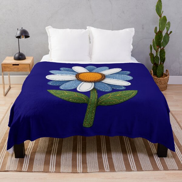 Item preview, Retro Denim Daisy Patch - Boho Floral Embroidery Art designed and sold by Far Out Goods.