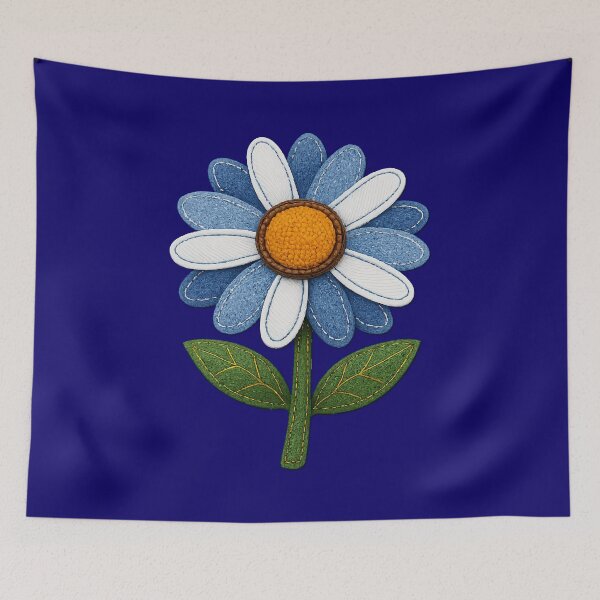 Item preview, Retro Denim Daisy Patch - Boho Floral Embroidery Art designed and sold by Far Out Goods.
