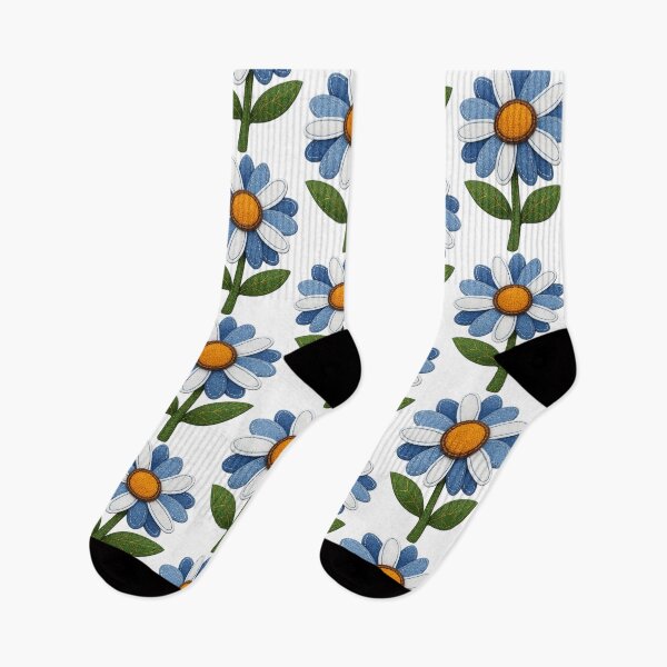 Item preview, Retro Denim Daisy Patch - Boho Floral Embroidery Art designed and sold by Far Out Goods.