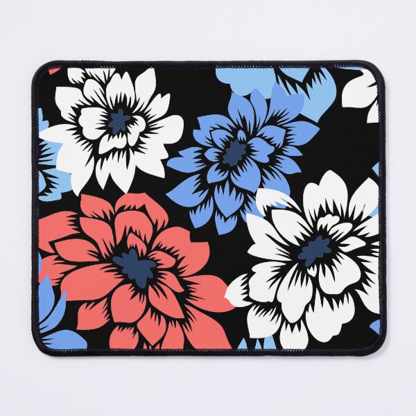 Item preview, Bold Floral Pattern Blue Coral on Black designed and sold by HumanMess.