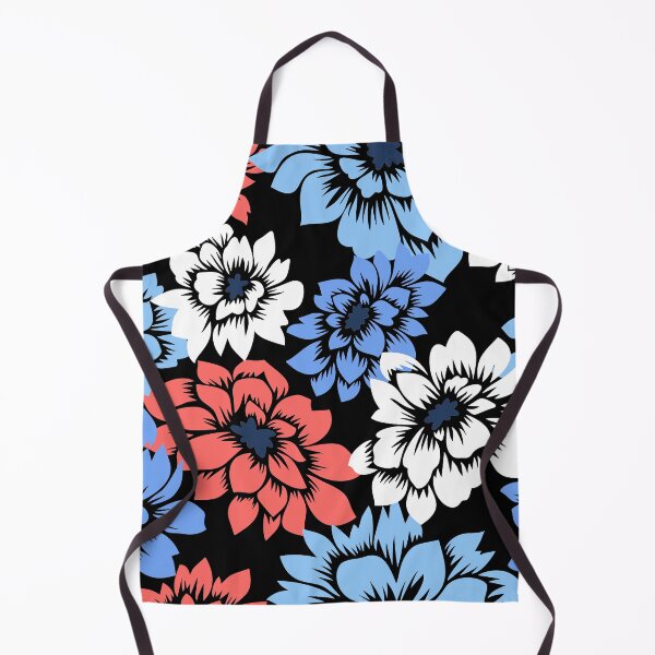 Item preview, Bold Floral Pattern Blue Coral on Black designed and sold by HumanMess.