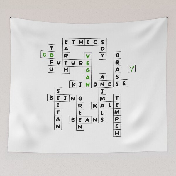 Item preview, Go Vegan Crossword - Minimalist Green Typographic Design designed and sold by Plant Cult.