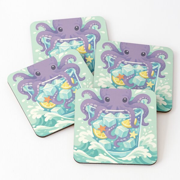 Item preview, Purple Octopus Cocktail – Whimsical Summer Splash Graphic designed and sold by FatmaElhofy.