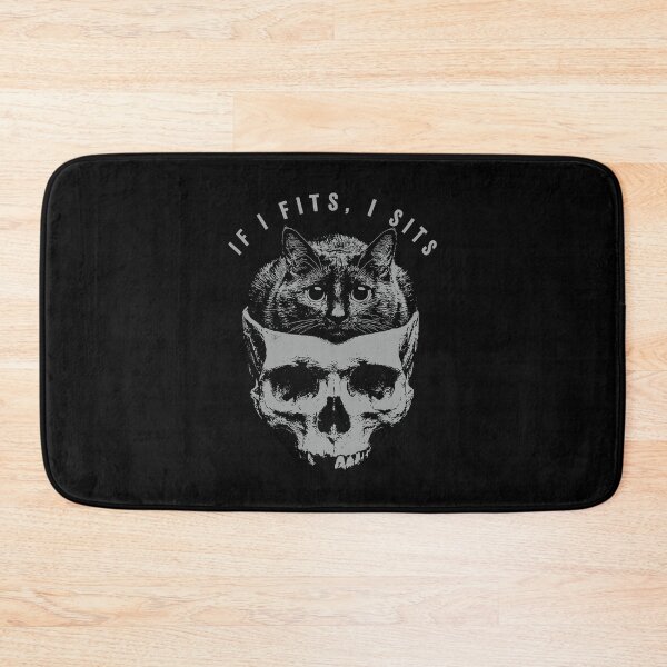 Item preview, If I Fits I Sit Gothic Black Cat Skull Halloween Minimalist Humor designed and sold by phoebelevine.