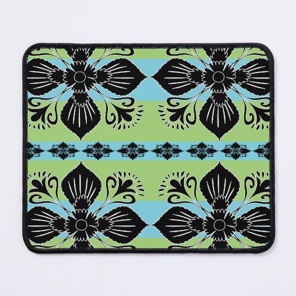 Item preview, Tropical lime and turquoise ornate floral damask pattern designed and sold by AdesignbyG.