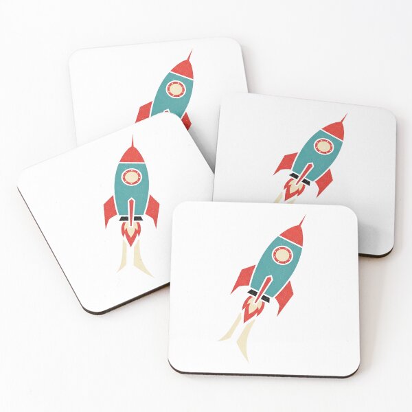 Item preview, A vintage-style illustration of a rocket ship blasting off into the night sky. designed and sold by VerizalShop.
